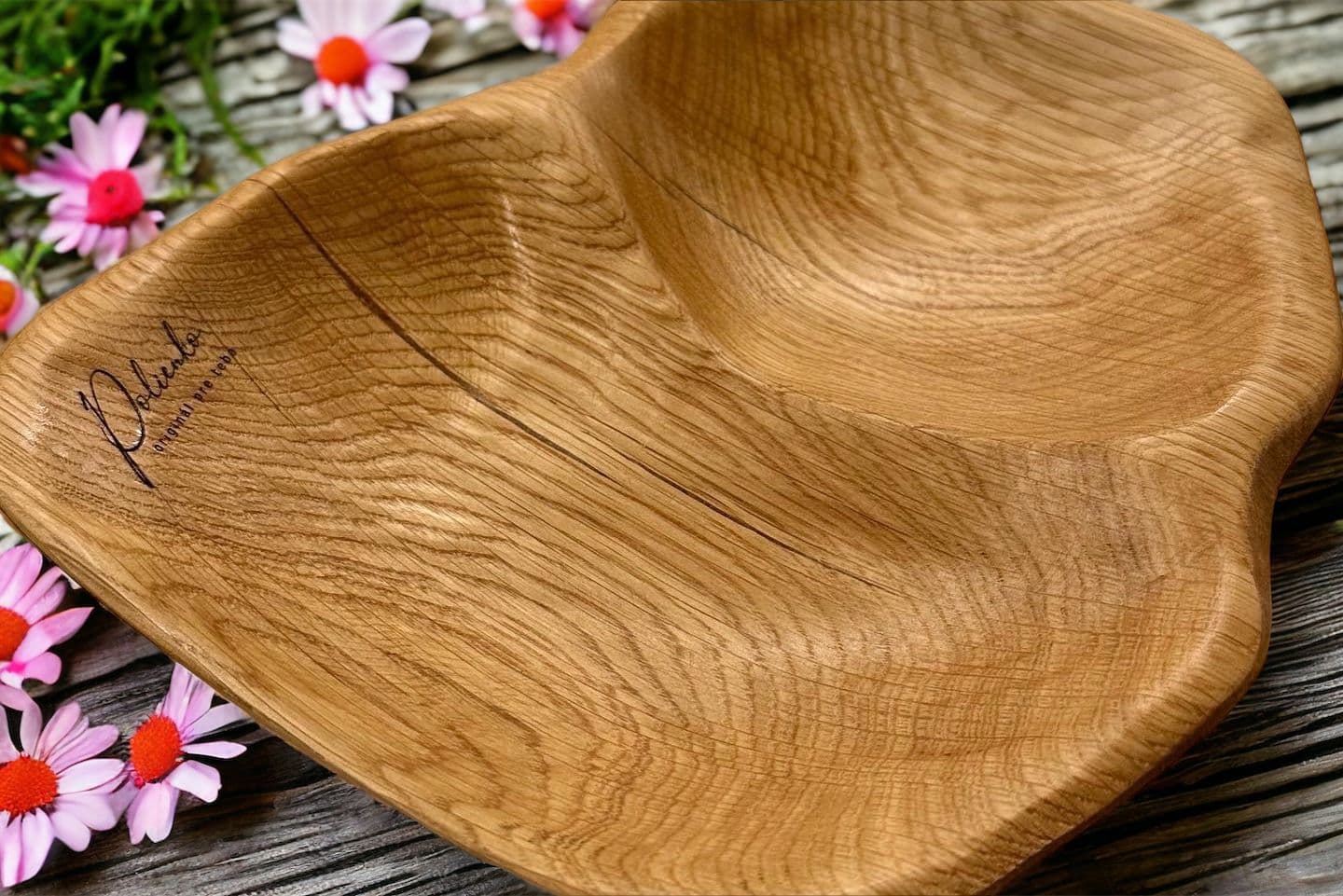 Dvojitá dubová miska na oriešky